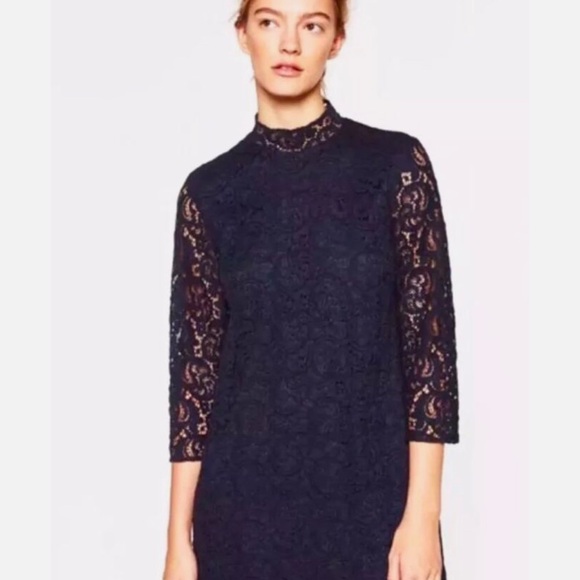 Zara navy blue lace shift dress size small - Picture 1 of 15
